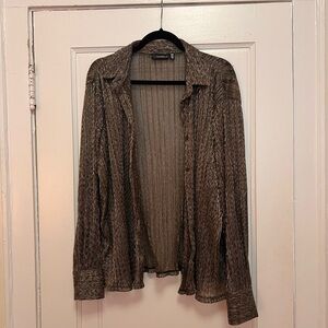 Gold Sheer Button-Up Shirt